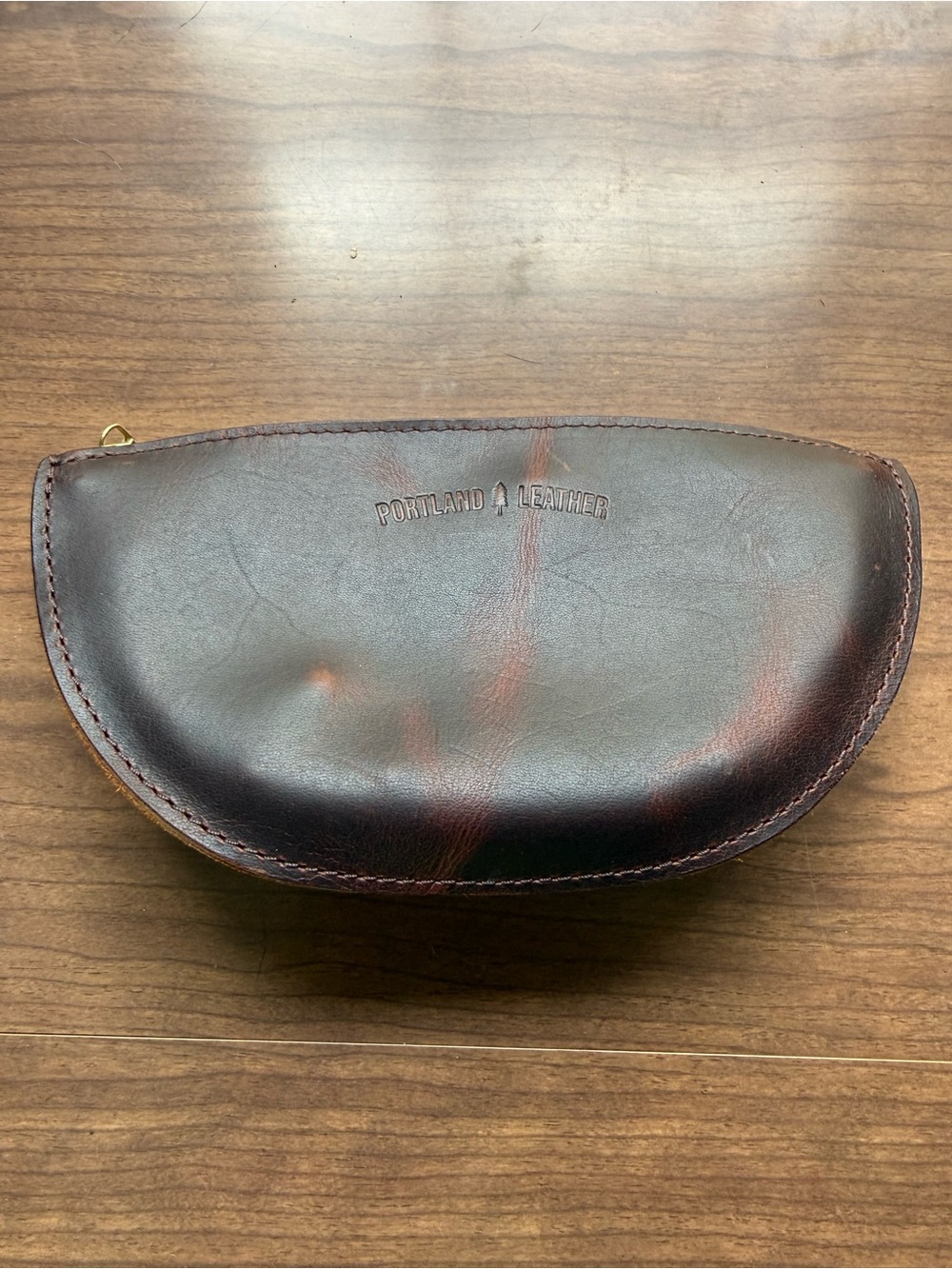 Portland Leather Dark Brown Leather Toiletry / Accessory Pouch